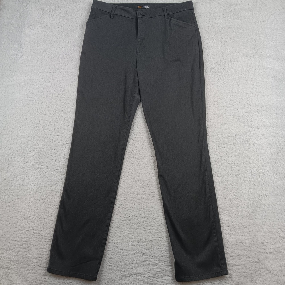 Lee Pant Relaxed Fit Straight Leg Woman 12 Long Gray Mid Rise 104631202